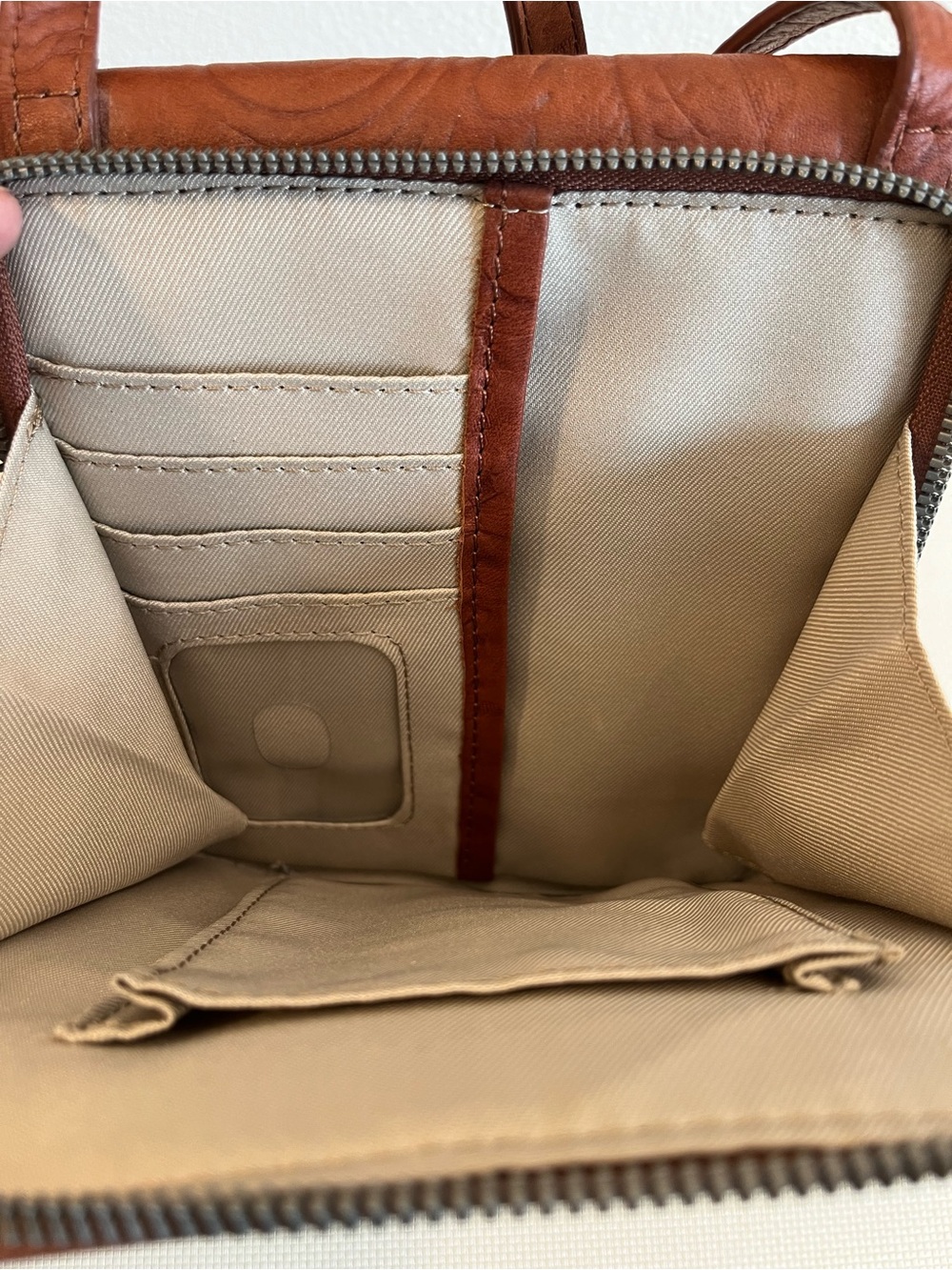 American Leather Co. Embossed Crossbody Bag - Brown - Picture 4 of 8